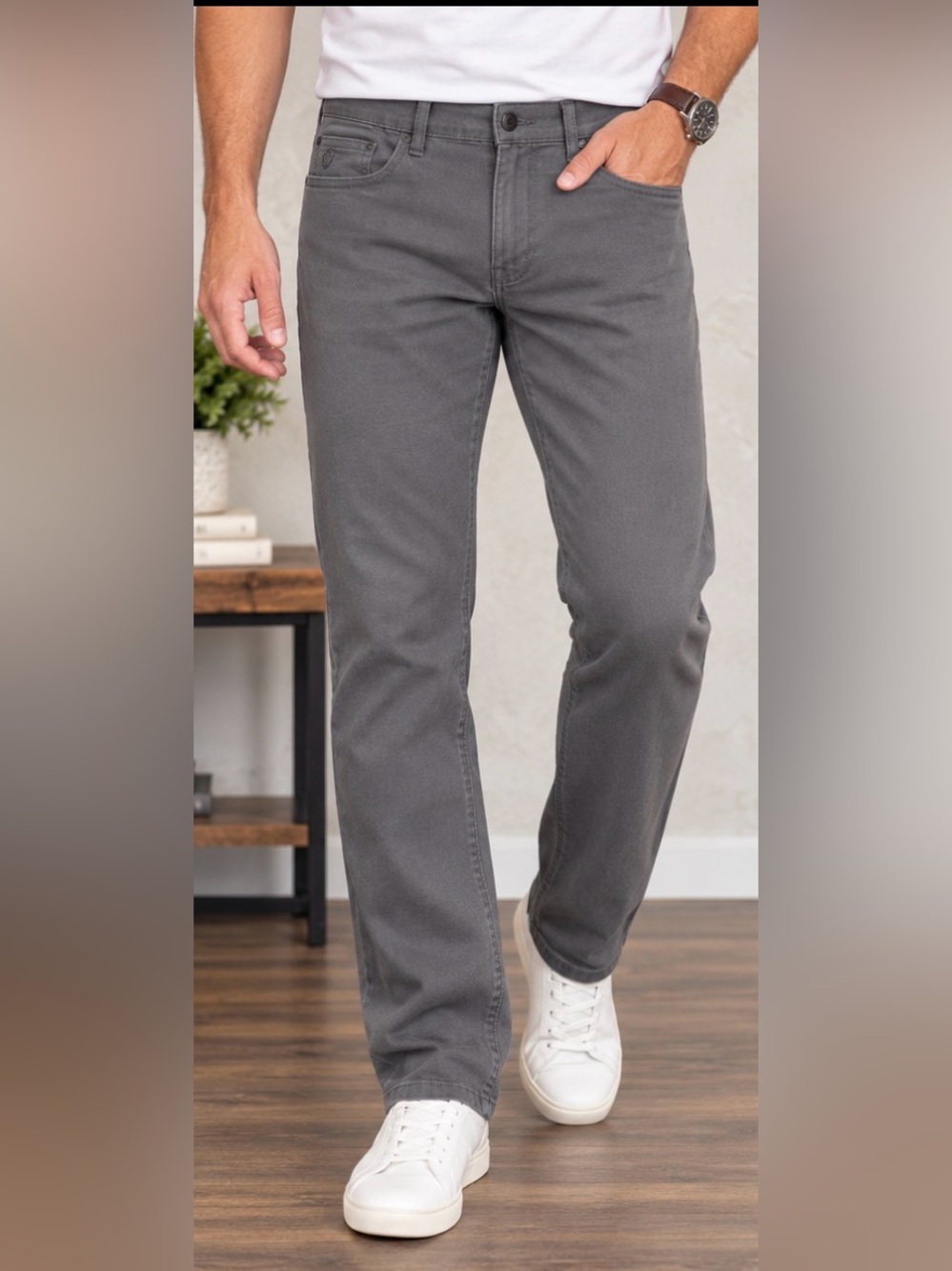 English Laundry Men’s Gray Stretch Straight Leg Jeans 38x32 5 Pocket